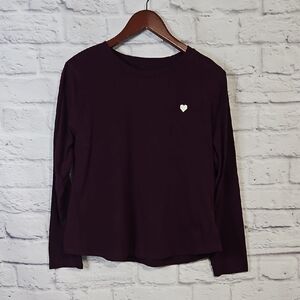 a new day Women's Long Sleeve Top - Dark Purple with Heart Accent